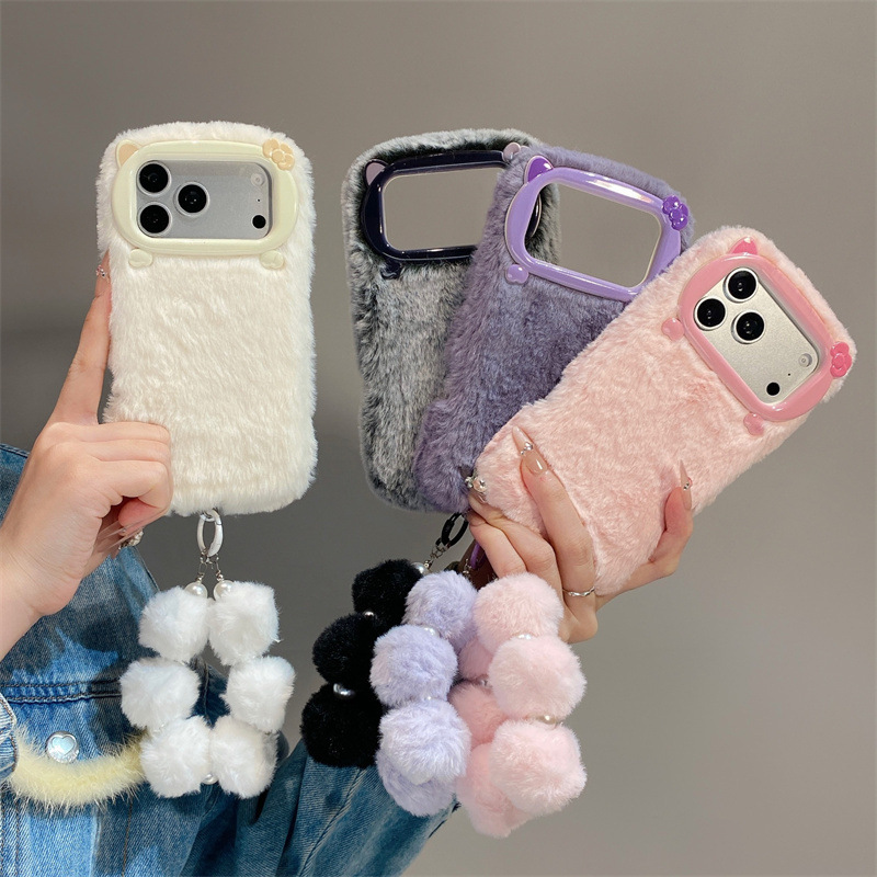 Phone Cases Iphone 13 - Роскошный однотонный плюшевый чехол для iPhone