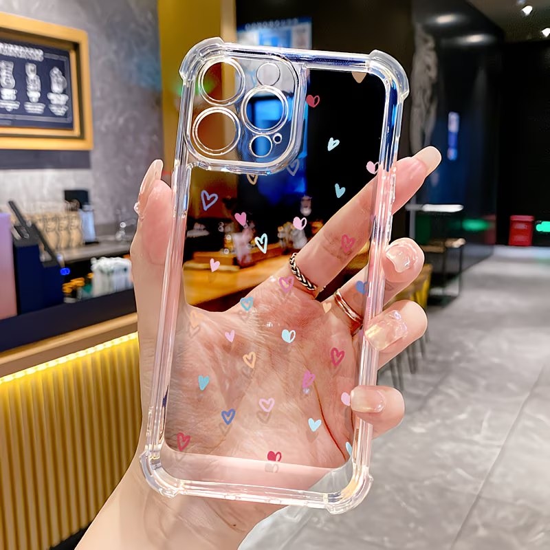 Phone Cases Transparent - Прозрачный чехол-бампер с разноцветными сердечками для